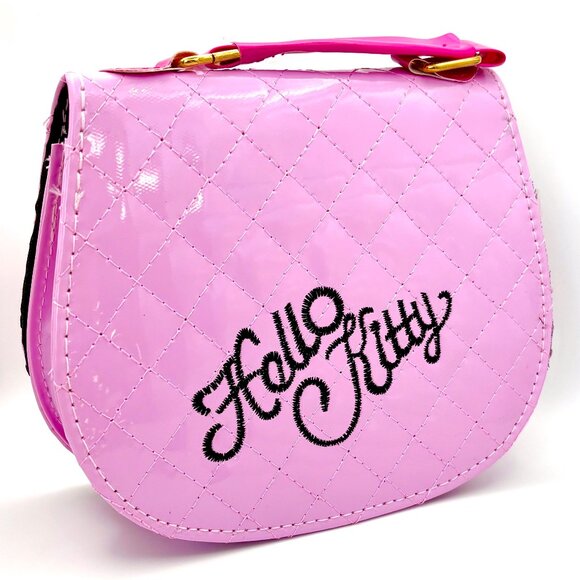 Glam Pink Embroidered Vinyl Hello Kitty Sanrio Crossbody Bag Purse Handbag New - Picture 3 of 5